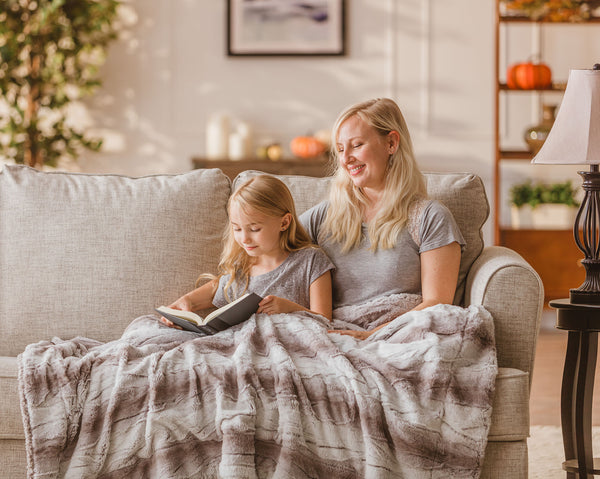 Faux Fur Gray Ombre Throw Blanket