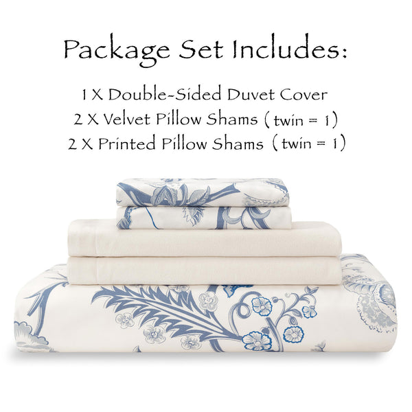 Peony Reversible Velvet Duvet Cover Set