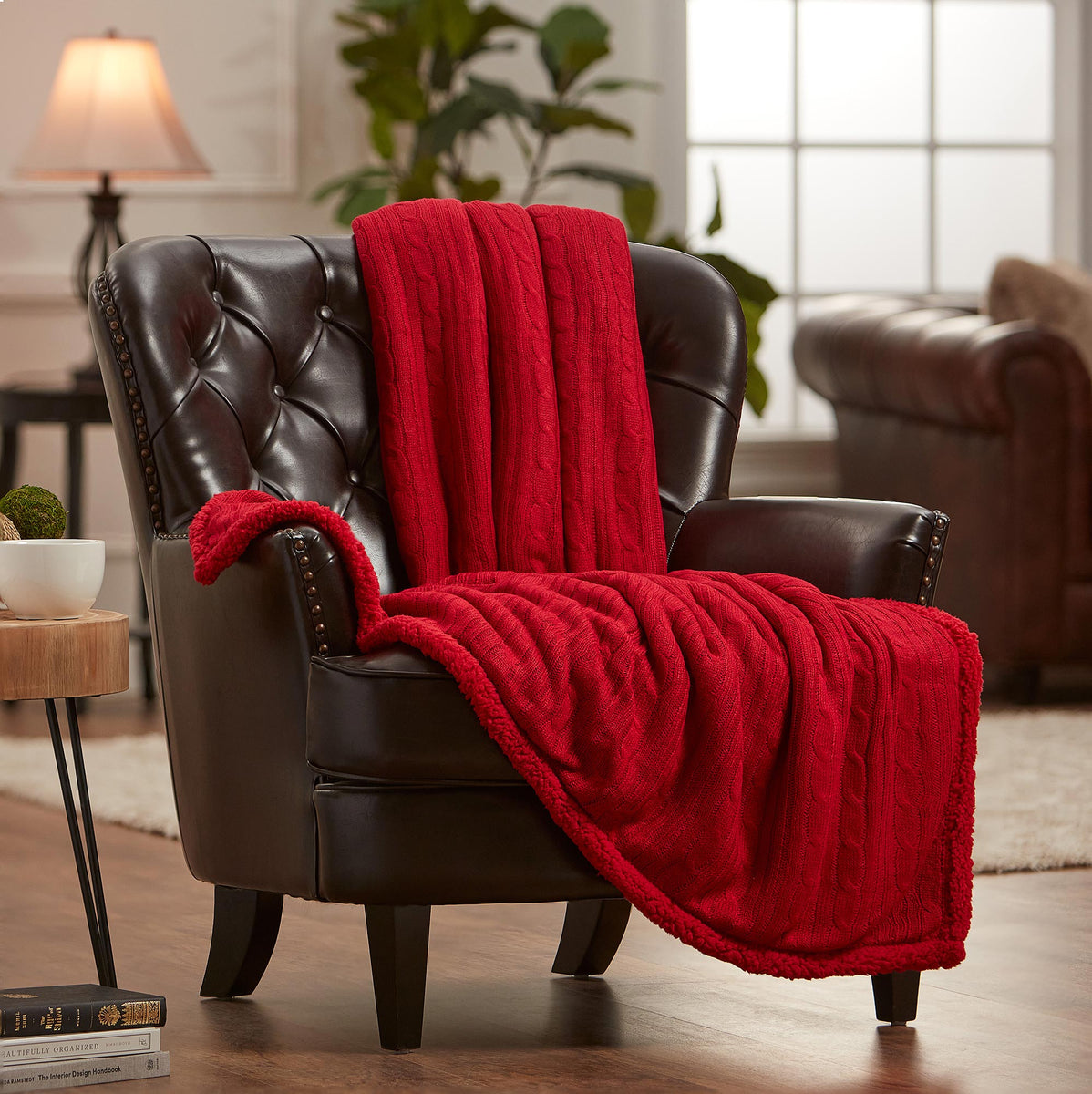 Cable Knit Throw Blanket Chanasya