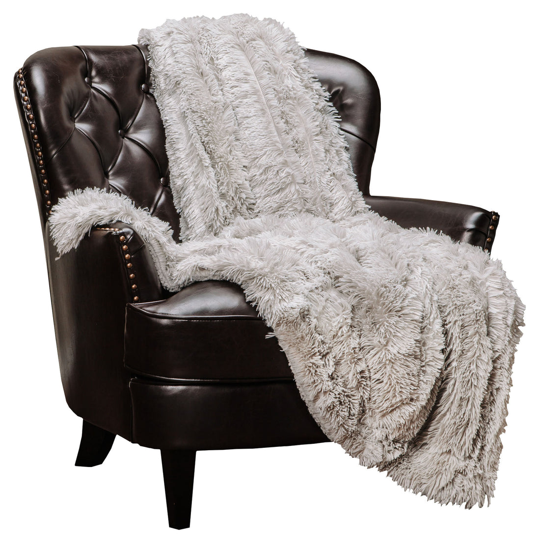 Solid Faux Long Fur Throw Blanket