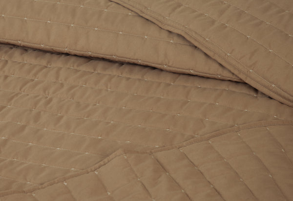 Solid Color Washed Microfiber Quilted Coverlet Set