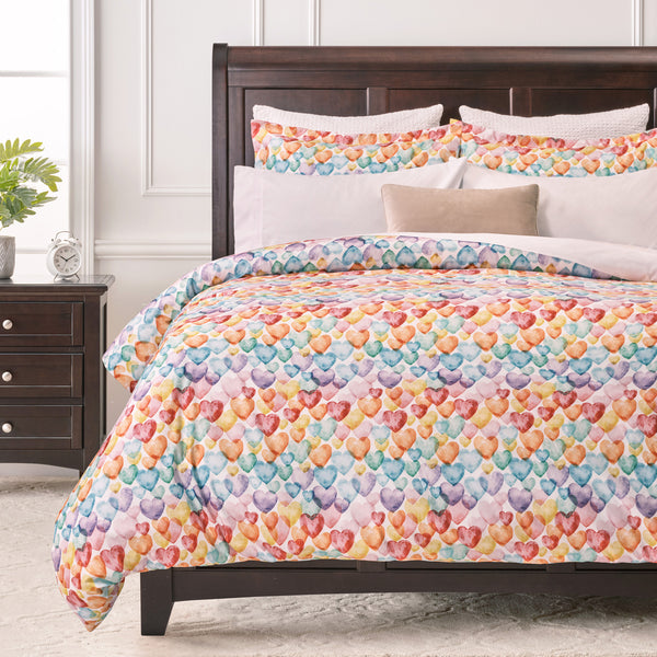 Rainbow Hearts Duvet Cover Set