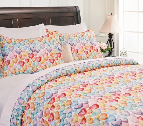 Rainbow Hearts Duvet Cover Set