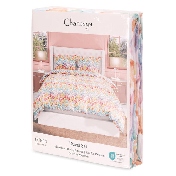 Rainbow Hearts Duvet Cover Set