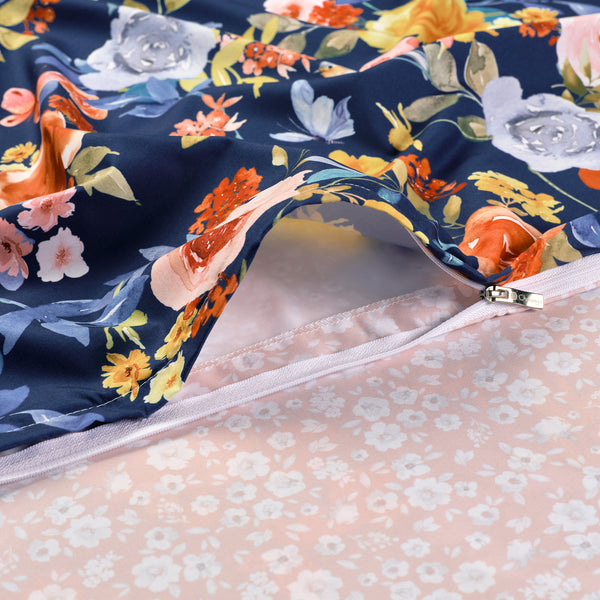 Vibrant Rose Garden Reversible Floral Duvet Cover Set