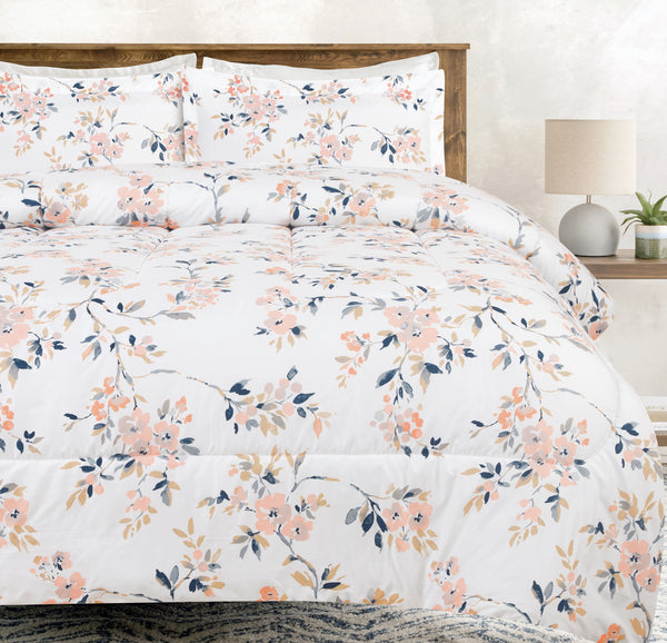 Watercolor Floral Botanical Print Comforter Set