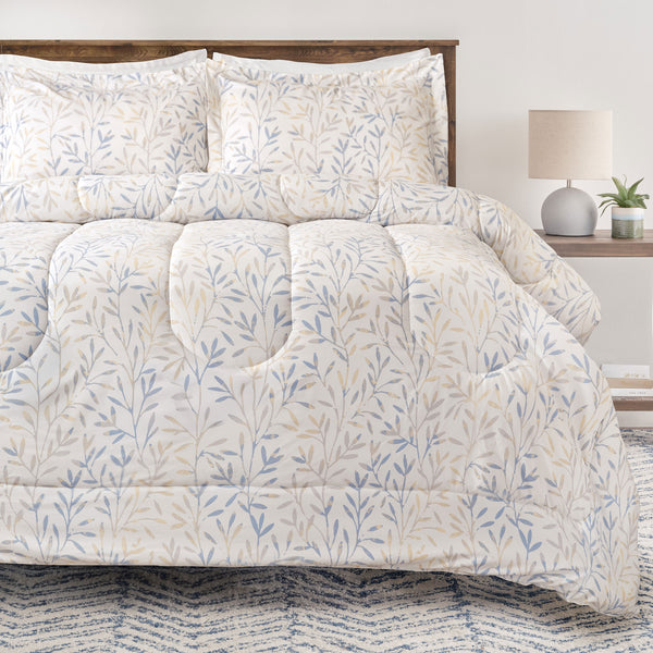 Watercolor Leaf Botanical Comforter Set