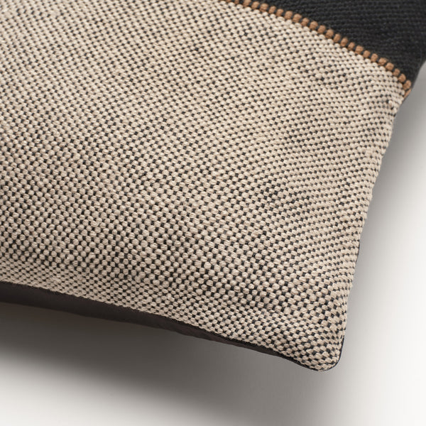 Half Black Solid Geometric Woven Outdoor Throw Pillow Covers