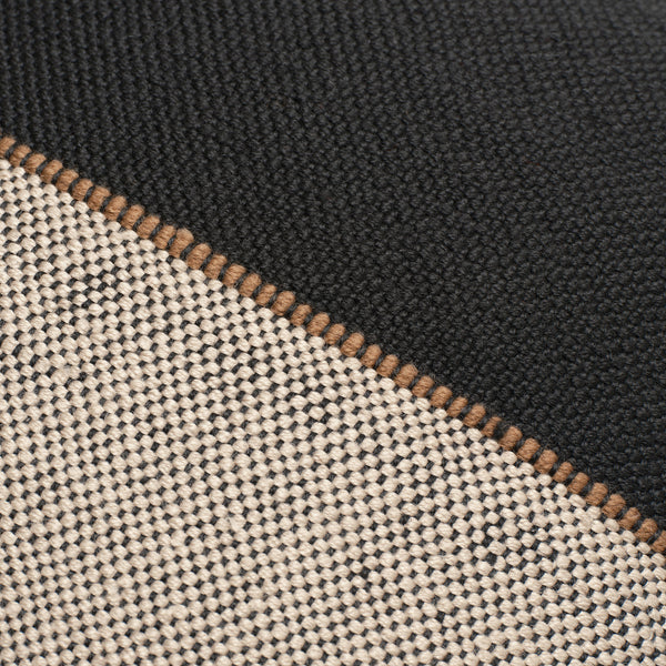 Half Black Solid Geometric Woven Outdoor Throw Pillow Covers