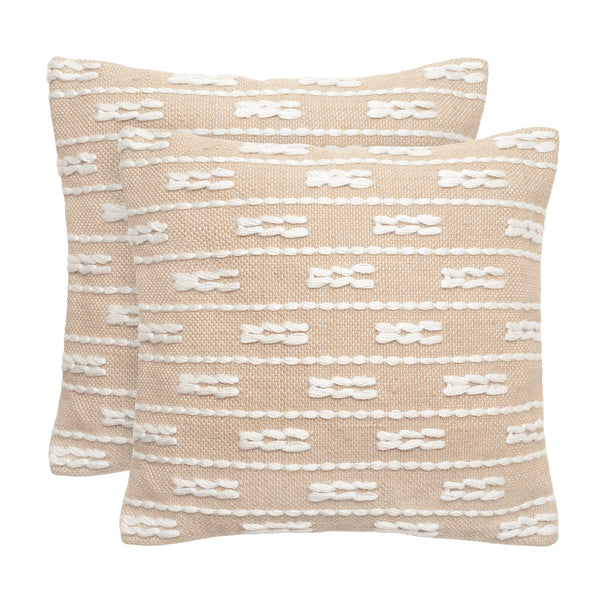 Geometric Line Textured Polyester Woven Outdoor Throw Pillow Covers