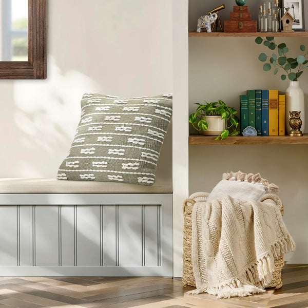 Geometric Line Textured Polyester Woven Outdoor Throw Pillow Covers