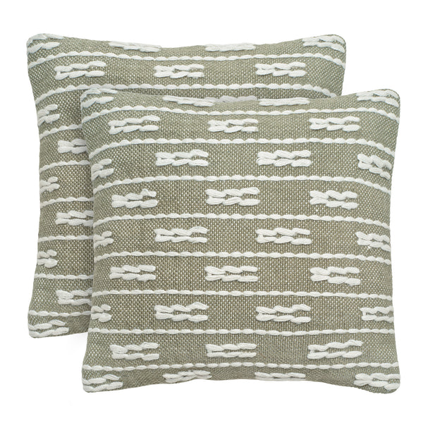 Geometric Line Textured Polyester Woven Outdoor Throw Pillow Covers