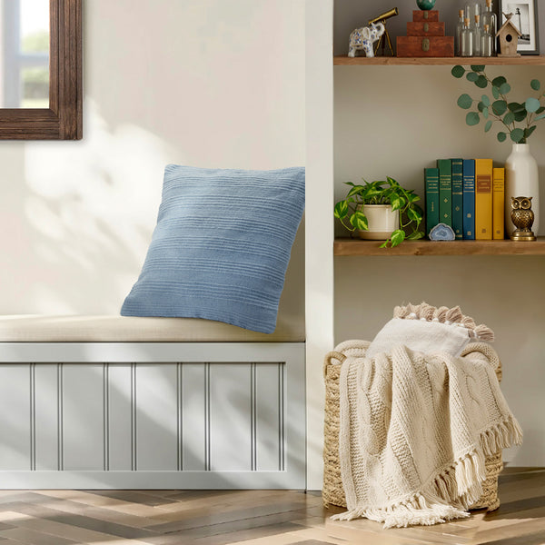 Solid Textured Stripe Woven Polyester Outdoor Throw Pillow Covers