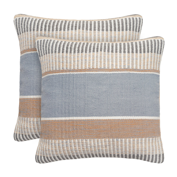 Multi Stripe Textured Woven Polyester Outdoor Throw Pillow Covers