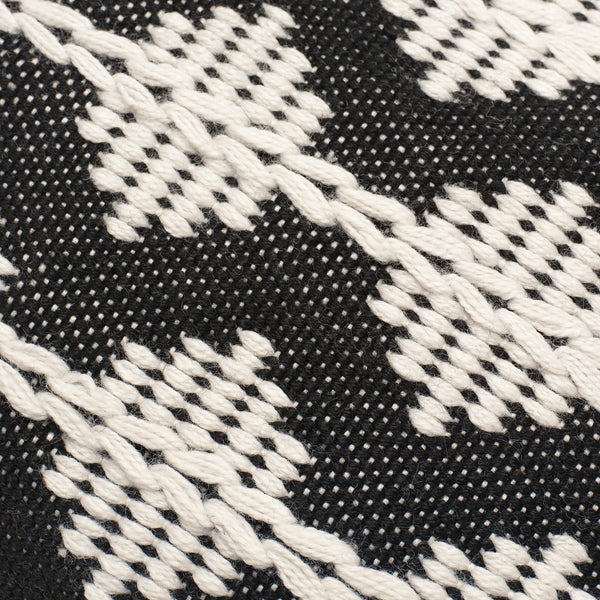 Black White Diamond Woven Polyester Outdoor Lumbar Throw Pillow Covers