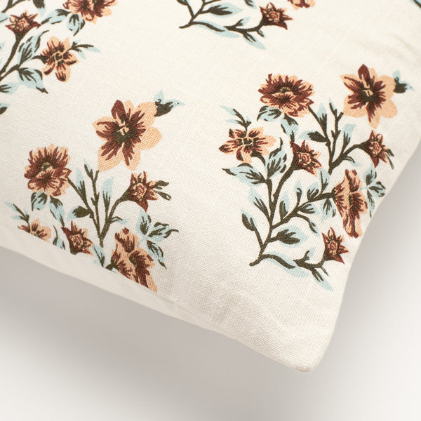 Recycled Cotton Bloom Orange Floral Print Throw Pillow Covers