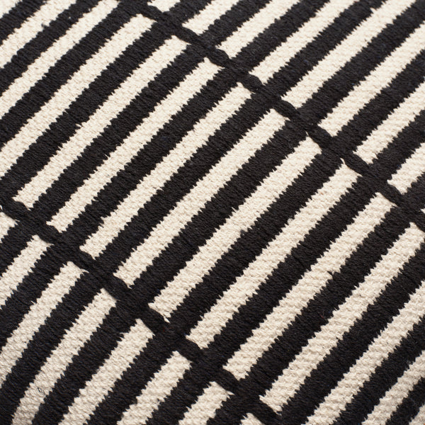 Recycled Cotton Geometric Line Black Textured Throw Pillow Covers