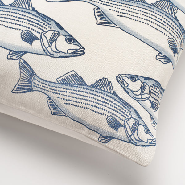 Recycled Cotton Coastal Fish Print Throw Pillow Covers