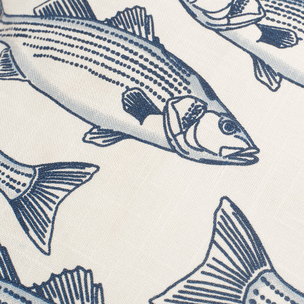 Recycled Cotton Coastal Fish Print Throw Pillow Covers