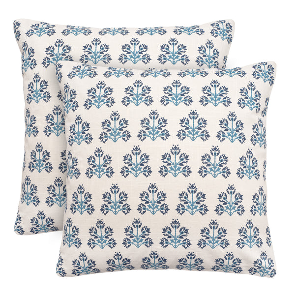 Recycled Cotton Floral Sprig Print Throw Pillow Covers