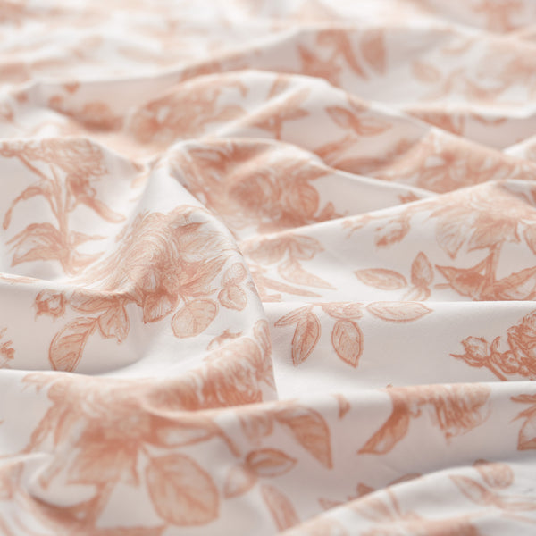 Elegant Cotton 100% Organic Cotton Pink Rose Print Leaves Print Sheet Set