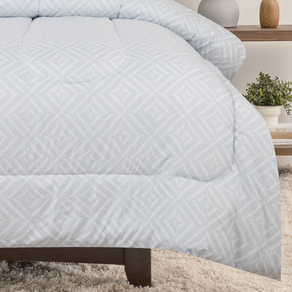 Geometric Diamond Print Gray Comforter Set