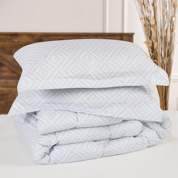 Geometric Diamond Print Gray Comforter Set