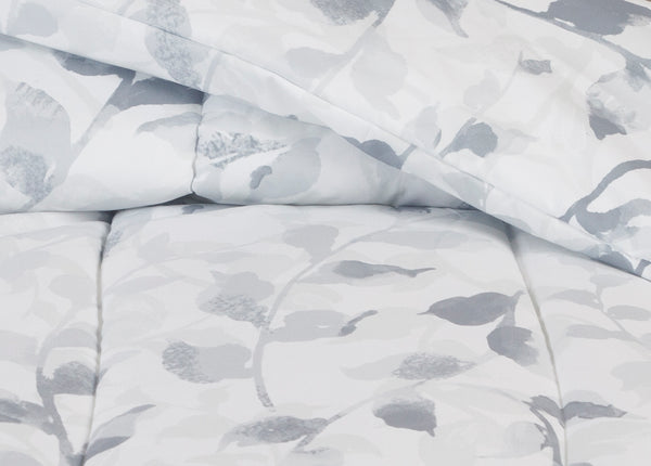 Gray Leaf Print Comforter Set