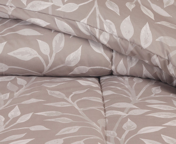 Tan Leaf Print Comforter Set