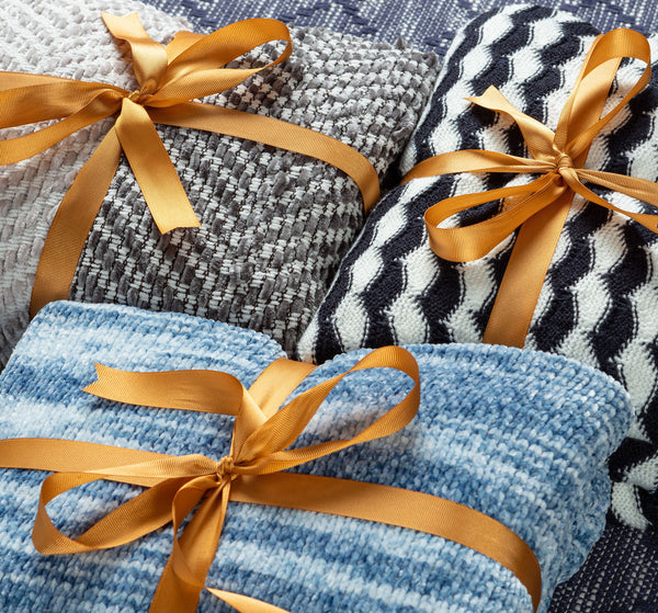 Striped Knit Chenille Throw Blanket