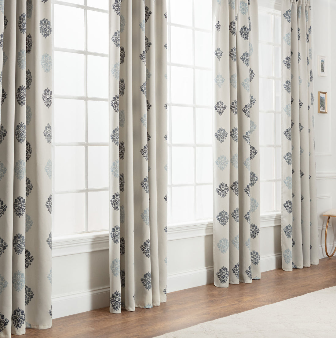 Damask curtains discount