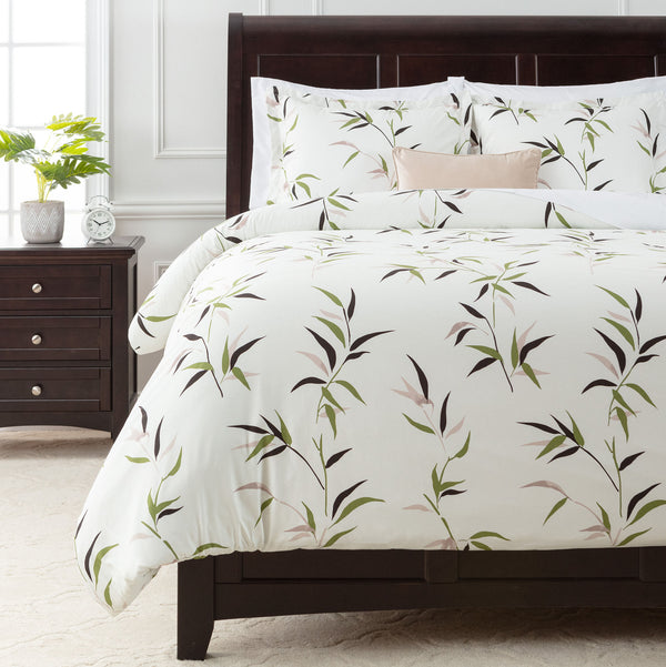 Bamboo Print Microfiber Duvet Cover Set