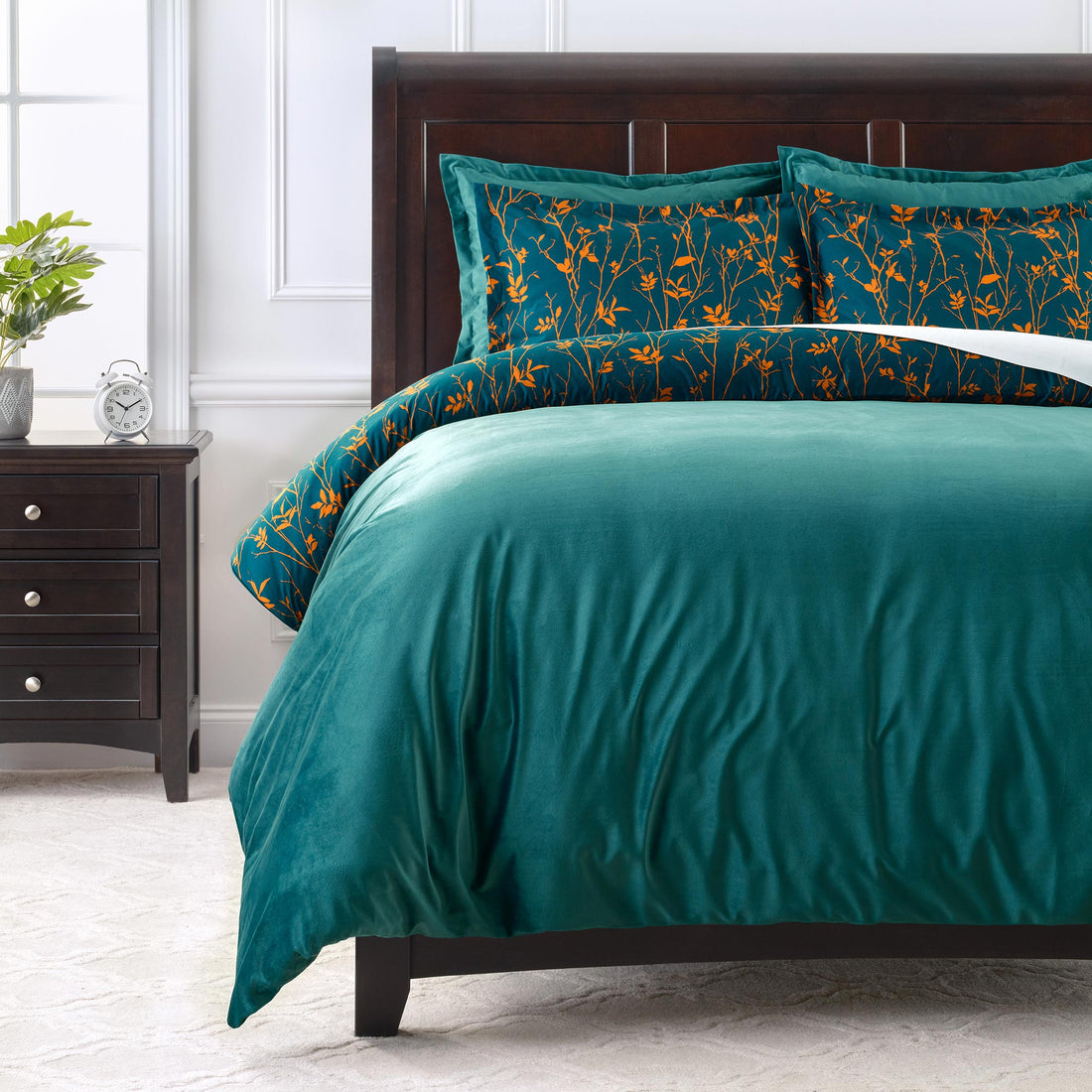 5-Piece Bramble Reversible Velvet Duvet Cover Set – Chanasya