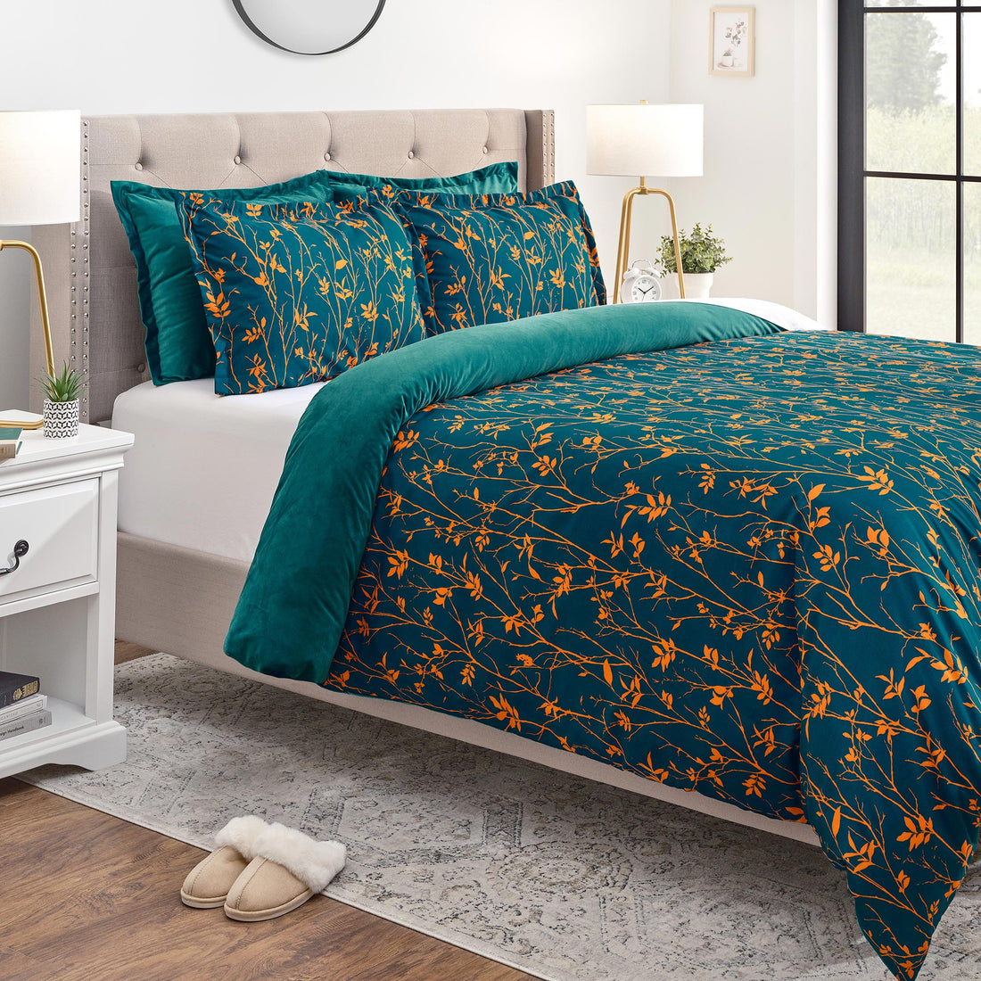 5-Piece Bramble Reversible Velvet Duvet Cover Set