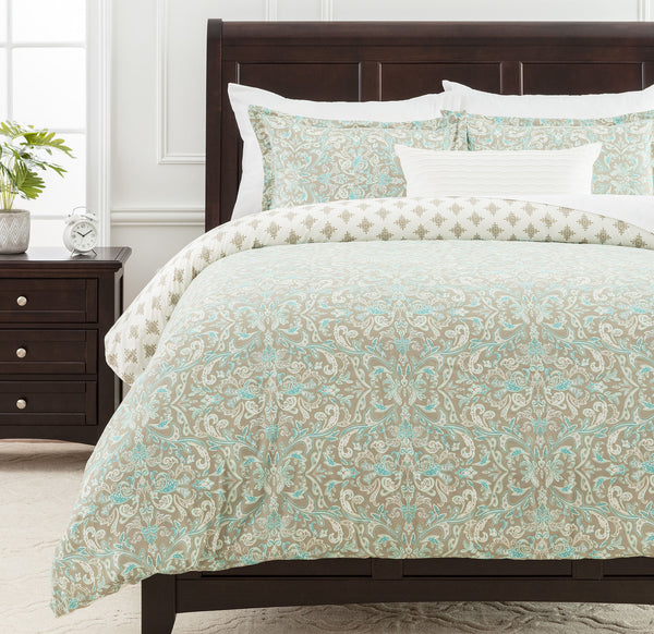 Damask Sage Duvet Cover Set