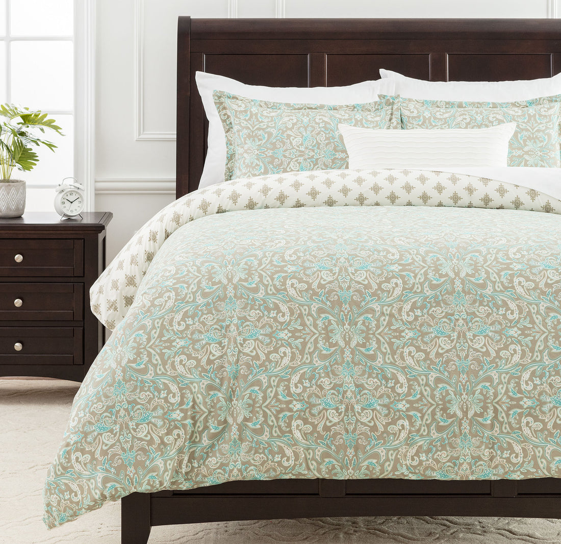 Damask Sage Duvet Cover Set