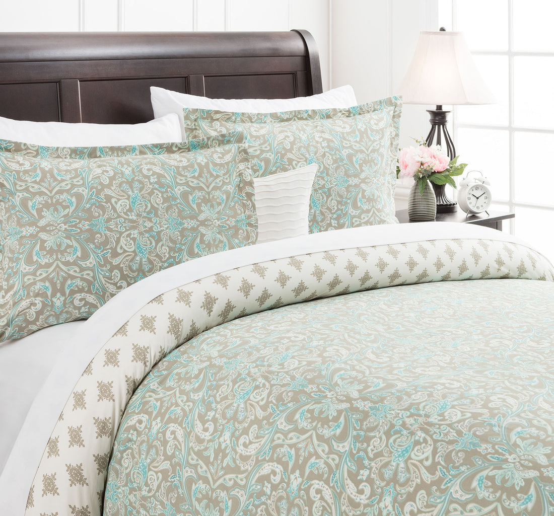 Damask Sage Duvet Cover Set