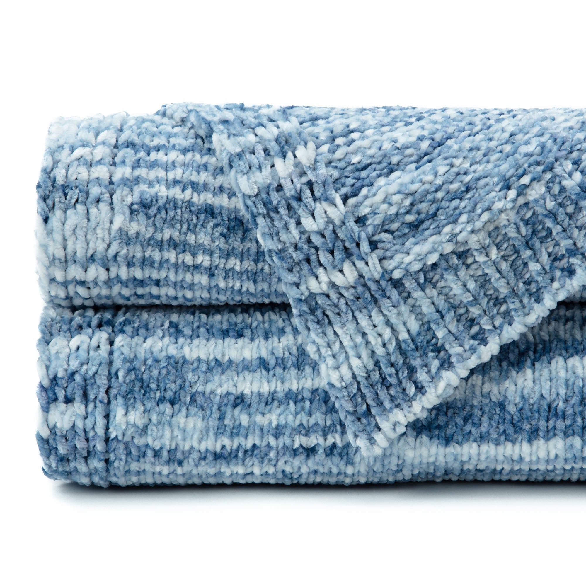 Blue Ombre Chenille Throw Blanket – Chanasya - Main Image