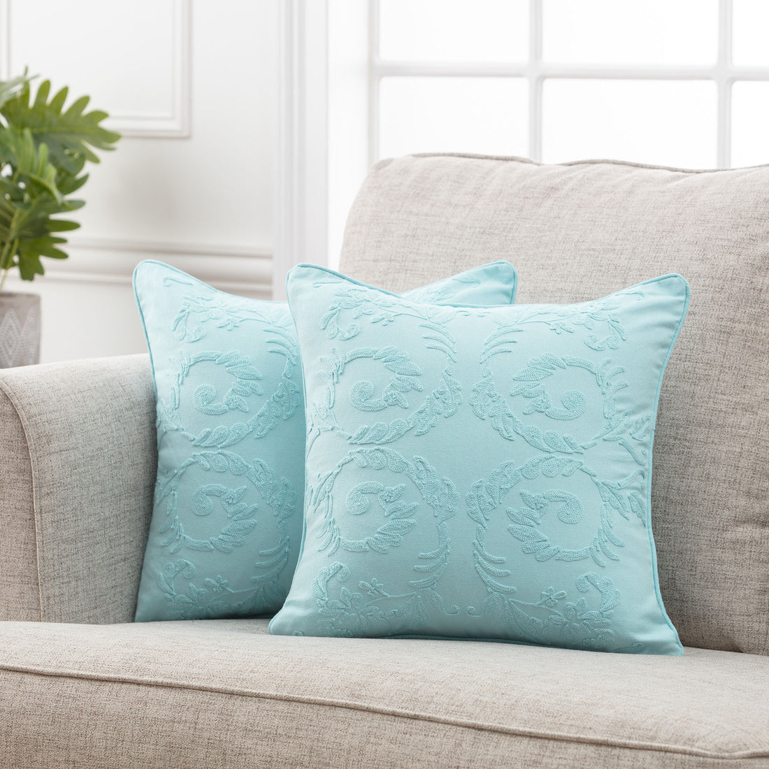 Petunia Embroidered Throw Pillow Covers