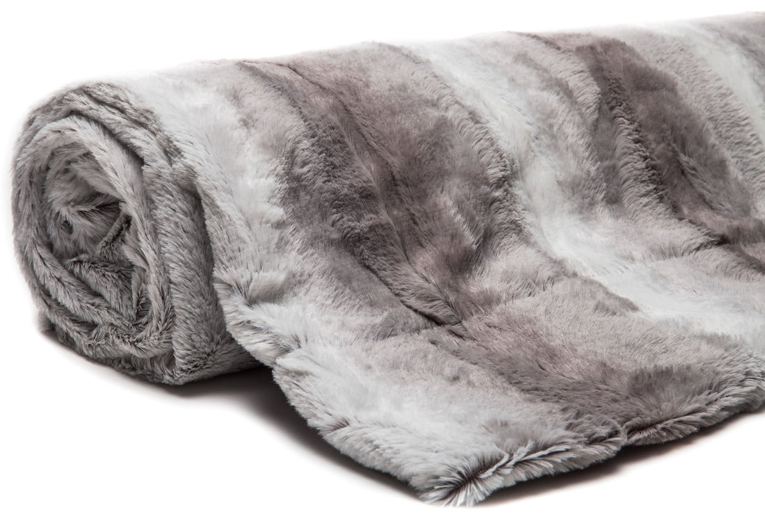 Faux Fur Gray Ombre Throw Blanket