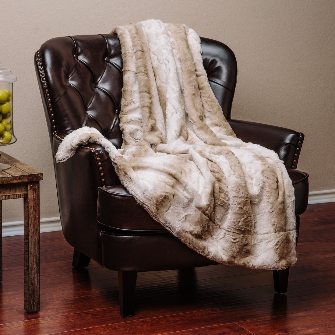Faux Fur Brown Ombre Throw Blanket Chanasya